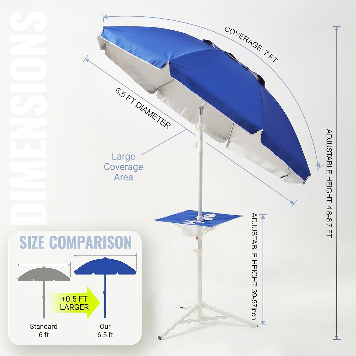7FT Portable Outdoor Umbrella with Tripod Stand