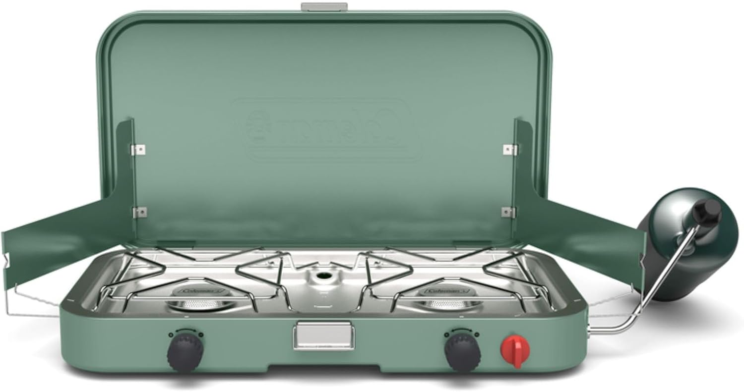 Coleman Cascade 3-in-1 Outdoor Camp Stove, Portable Cooktop with Included Cast-Iron Grill & Griddle Accessories, 24,000 BTUs of Power for Camping, Tailgating, Grilling