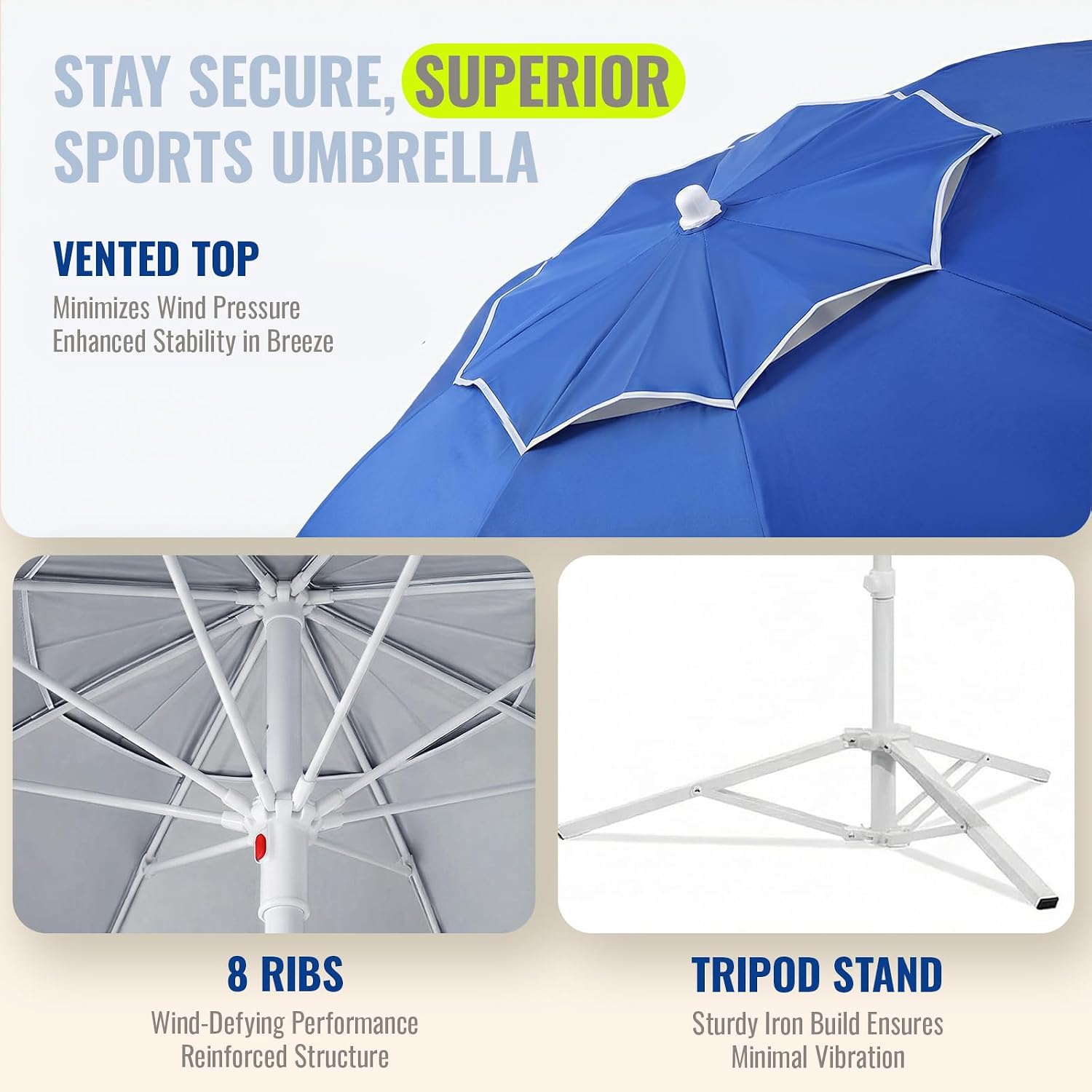 7FT Portable Outdoor Umbrella with Tripod Stand