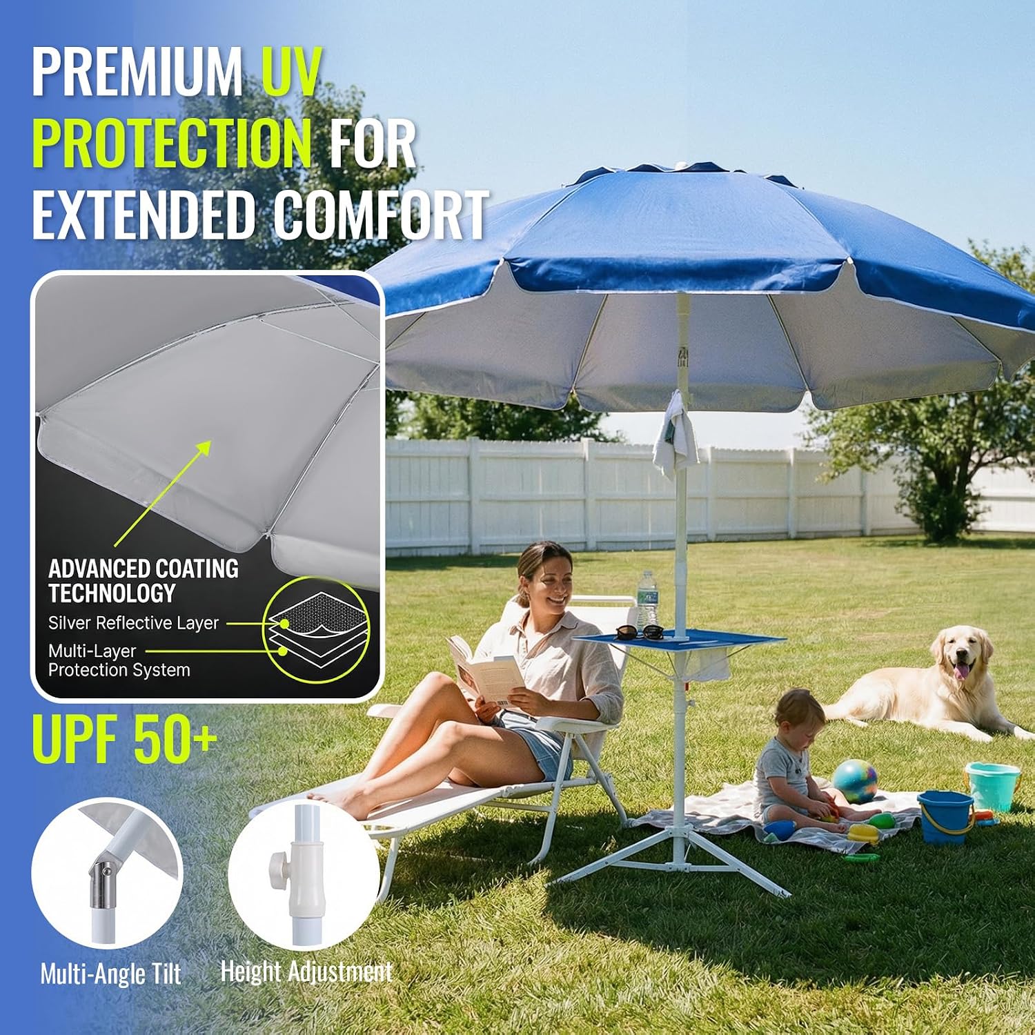 7FT Portable Outdoor Umbrella with Tripod Stand